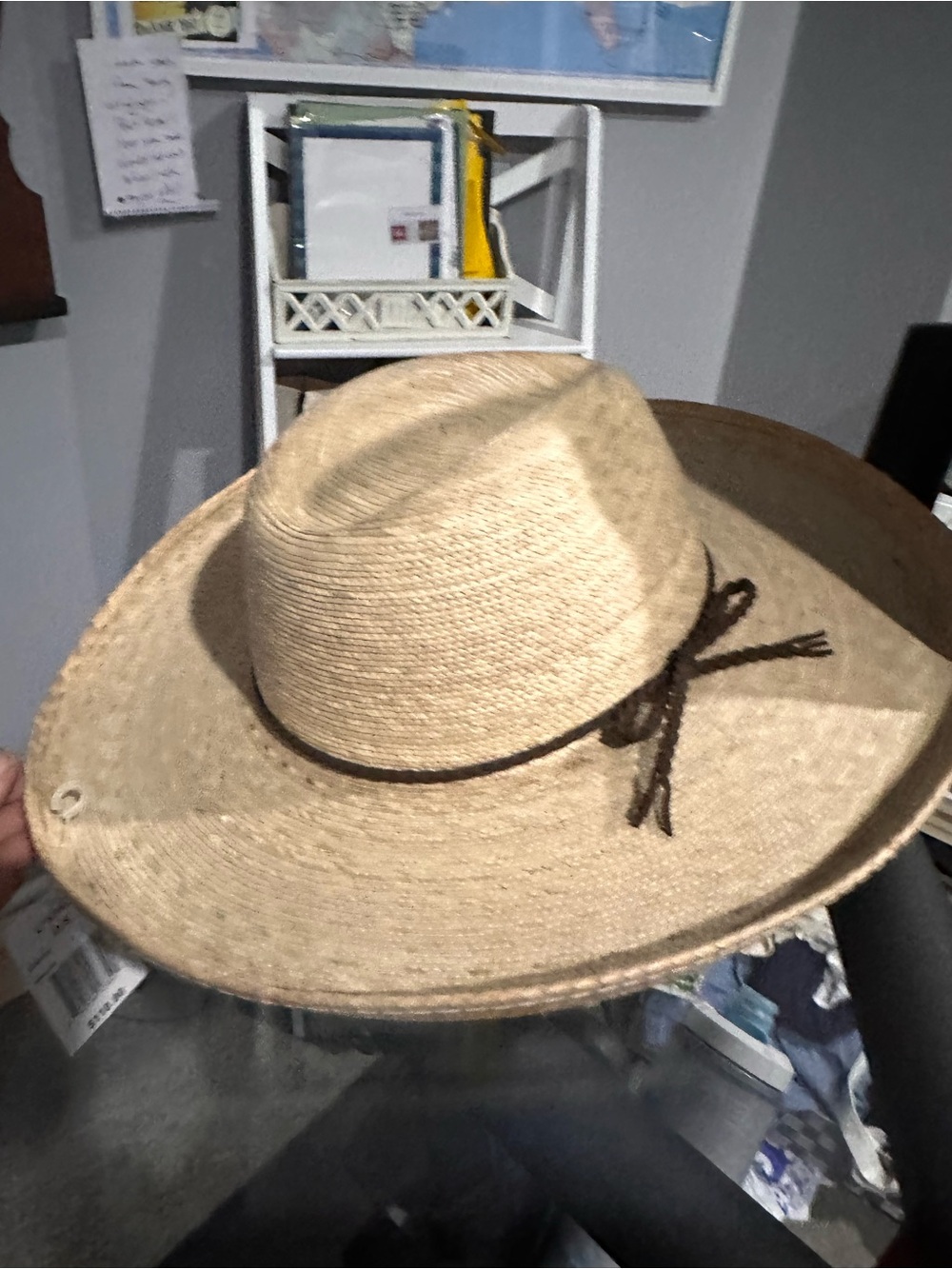 l*space Natural Straw Wide-Brim Sun Hat with Brown Tie